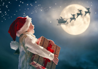 Картинка разное дети ребенок подарок санта клаус олени