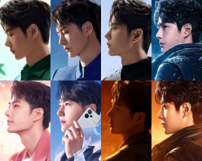 обоя мужчины, wang yi bo, актер, лицо, телефон, коллаж