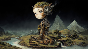 обоя фэнтези, роботы,  киборги,  механизмы, нейросети, графика, нейроарт, ai, art, нейронные, сети, рисунки, нейро, искусство, нейрографика, graphics, neuroart, neural, networks, drawings, neuro, neurography