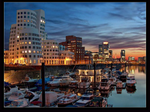 Картинка duesseldorf города огни ночного