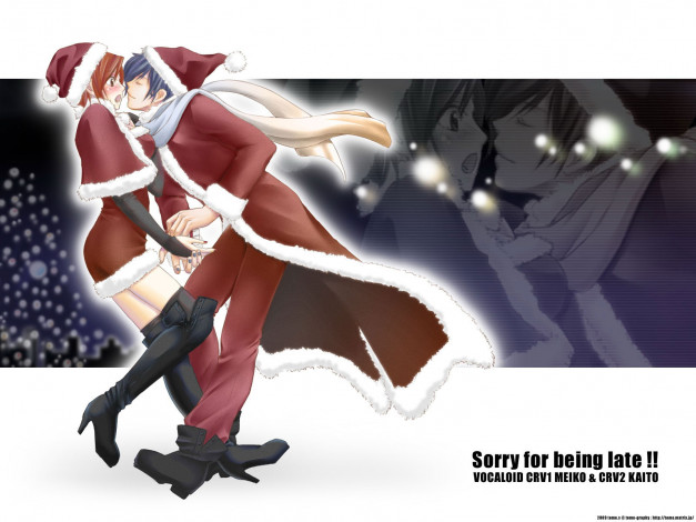 Обои картинки фото vocaloid, аниме, merry, chrismas, winter