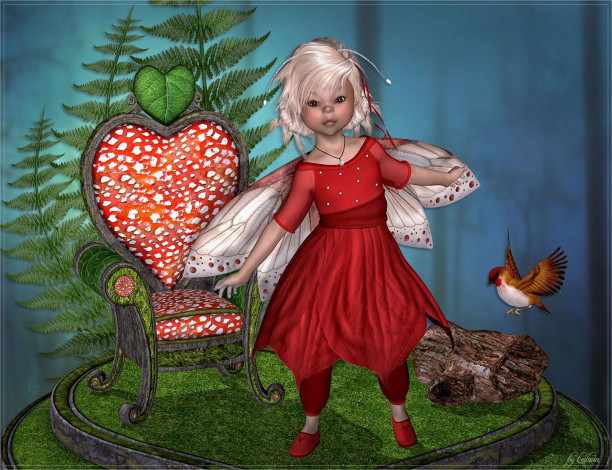 Обои картинки фото 3д, графика, elves, эльфы, девочка, стул