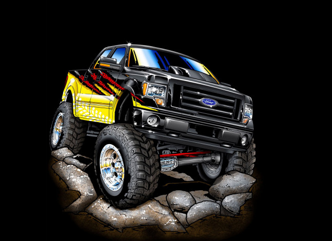 Обои картинки фото автомобили, рисованные, ford