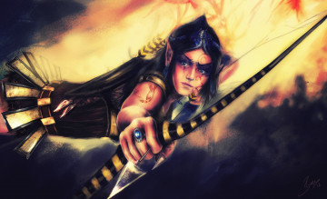 Картинка фэнтези эльфы эльф лук стрела воин тату перстень