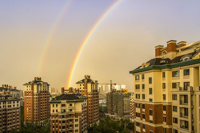 Обои картинки фото harbin,  china, города, - здания,  дома, радуга, китай