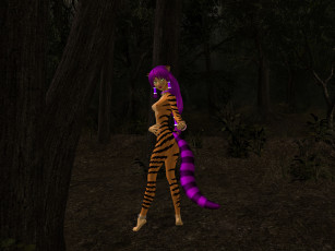 Картинка 3д+графика существа+ creatures хост эльфийка фон взгляд тигрица