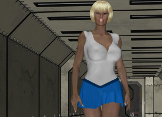 Картинка 3д+графика люди+ people девушка взгляд фон блондинка