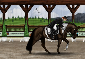 Картинка рисованное животные +лошади всадник лошадь