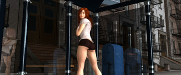 Картинка 3д+графика люди+ people девушка рыжая фон взгляд