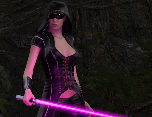 Обои картинки фото 3д графика, фантазия , fantasy, взгляд, девушка, оружие, фон