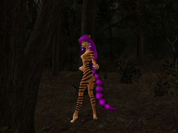 Обои картинки фото 3д графика, существа , creatures, хост, эльфийка, фон, взгляд, тигрица