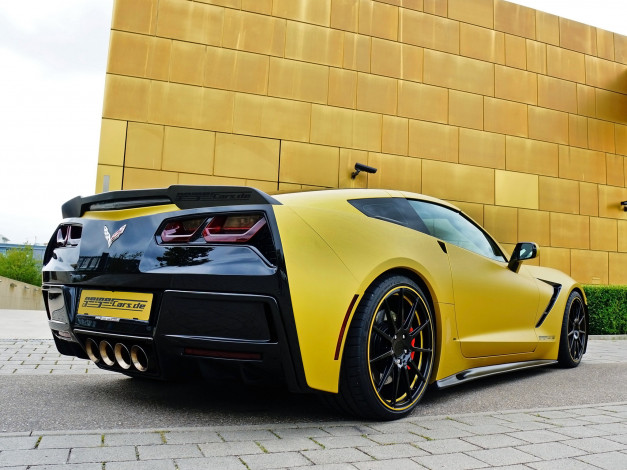 Обои картинки фото автомобили, chevrolet, corvette, желтый, c7, 2014г, coupe, stingray, geiger
