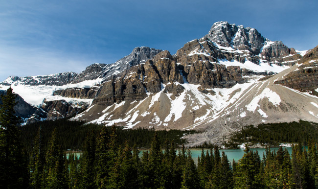 Обои картинки фото природа, горы, небо, ели, деревья, лес, озеро