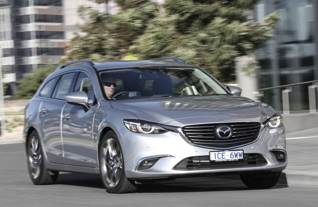 Обои картинки фото автомобили, mazda, au-spec, wagon, mazda6, светлый, 2015г, gj