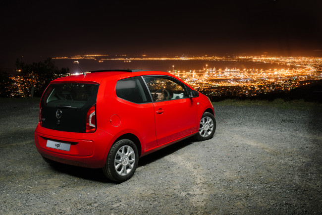 Обои картинки фото автомобили, volkswagen, 3-door, up, красный, 2015г, za-spec