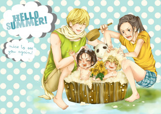 Картинка аниме hetalia +axis+powers купание мальчики фон