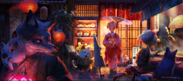 Картинка автор +lost+elle аниме животные +существа существа волк девочка