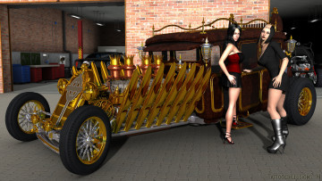 обоя 3д графика, фантазия , fantasy, взгляд, девушки, фон