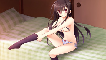 обоя toki mountain tsumugu yakusoku, аниме, девушка, взгляд, фон