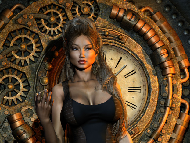 Обои картинки фото 3д графика, люди , people, фон, взгляд, девушка