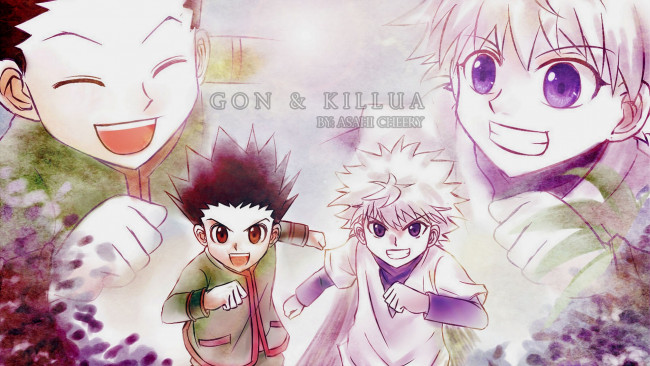 Обои картинки фото аниме, hunter x hunter, киллуа, гон