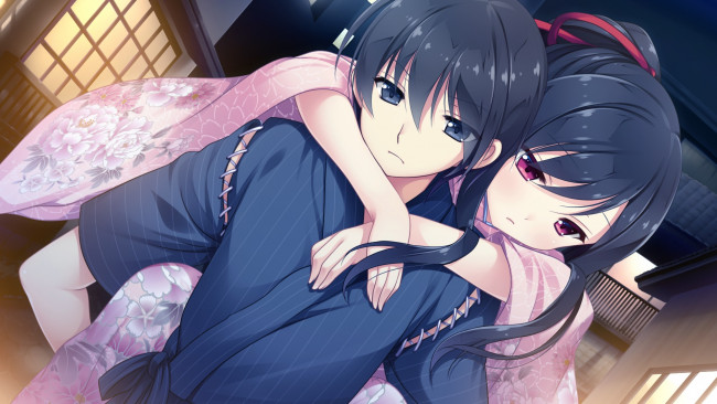 Обои картинки фото toki mountain tsumugu yakusoku, аниме, девушки, взгляд, фон