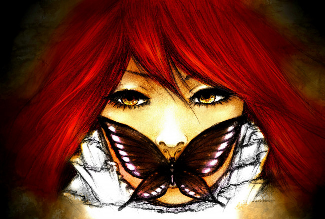 Обои картинки фото разное, арты, глаза, бабочка, арт
