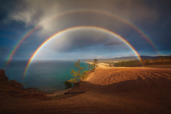 Картинка природа радуга тучи море