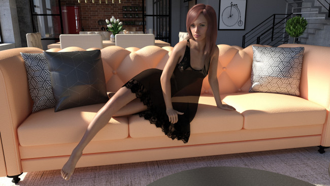 Обои картинки фото 3д графика, люди , people, девушка, взгляд, фон