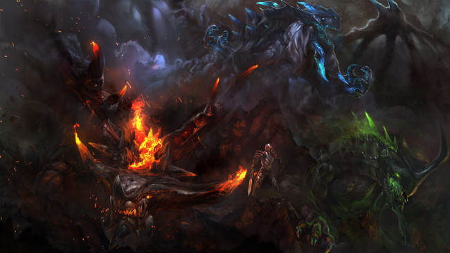 Обои картинки фото видео игры, dota 2, рыцарь, фон, существа