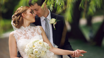 Картинка разное мужчина+женщина молодожены новобрачные влюбленные нежность