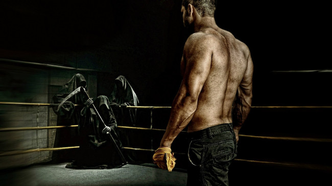 Обои картинки фото юмор и приколы, смерть, мужчина, ринг