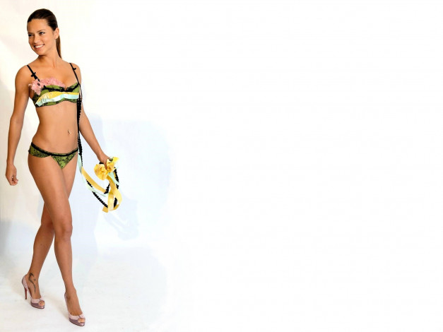Обои картинки фото девушки, adriana lima, модель, купальник, сумка