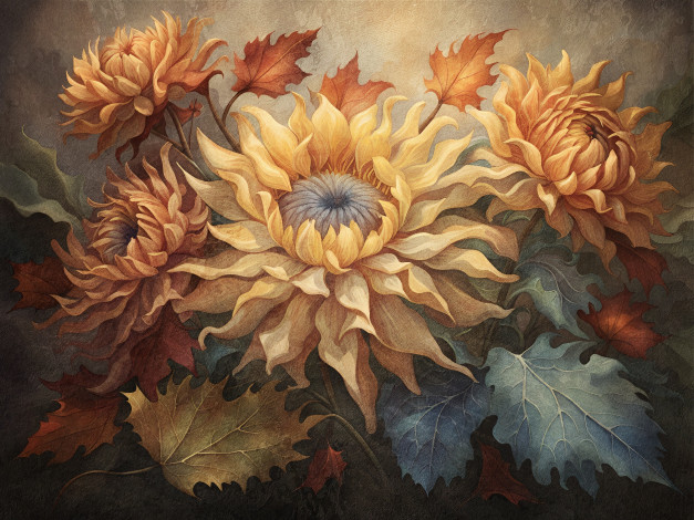 Обои картинки фото рисованное, цветы, букет, живопись, имитация, живописи, ии-арт, нейросеть