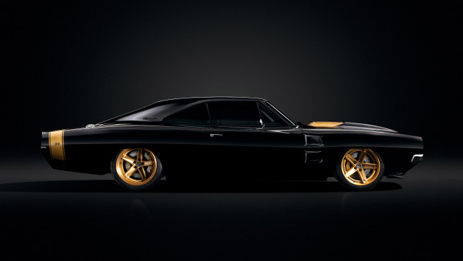 Обои картинки фото автомобили, dodge, 1969, front, black, charger, sema, ringbrothers, 2023