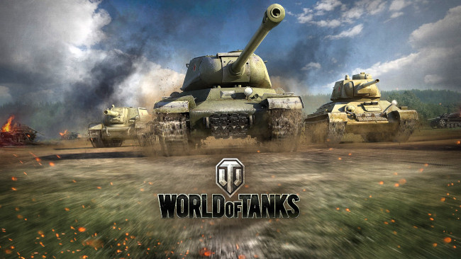 Обои картинки фото видео игры, world of tanks, танки, поле, облака