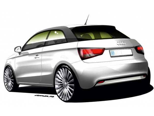 Обои картинки фото audi, a1, tron, concept, 2010, автомобили, рисованные
