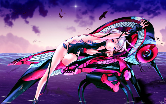 Обои картинки фото аниме, weapon, blood, technology