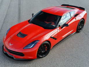 обоя автомобили, corvette, красный, c7, 2014, turbo, twin, hpe700, stingray, hennessey