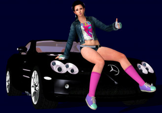 Картинка 3д+графика people+ люди азиатка автомобиль девушка