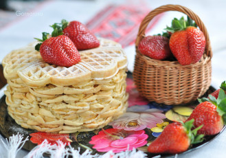 Картинка еда блины +оладьи клубника блины-вафли