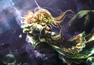 Картинка фэнтези русалки парень вода помощь русалка пузыри