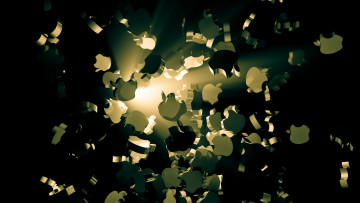 Картинка компьютеры apple логотип тени свет текстура яблоки