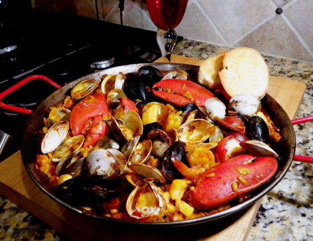 Обои картинки фото еда, рыбные блюда,  с морепродуктами, паэлья
