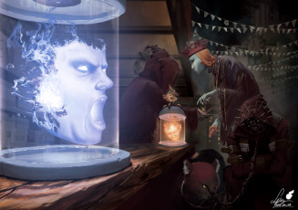 Картинка фэнтези маги +волшебники кукла арт lepus колба цепь раб колдовство магия лицо животное кот