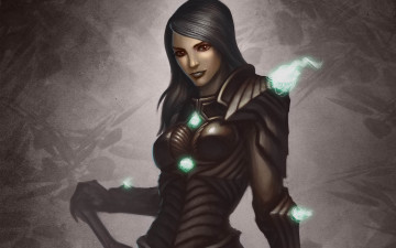 Картинка фэнтези магия свечение броня девушка bruce mashbat