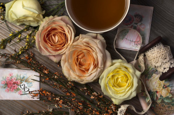 Картинка цветы розы тесьма открытки бутоны ретро винтаж ветки кружево