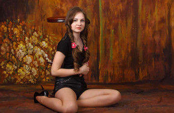 Картинка девушки -unsort+ брюнетки +шатенки брюнетка поза ножки няшка фон взгляд девушка секси милая очаровательная