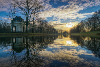 Картинка природа парк закат херрхаузен германия ганновер большой сад