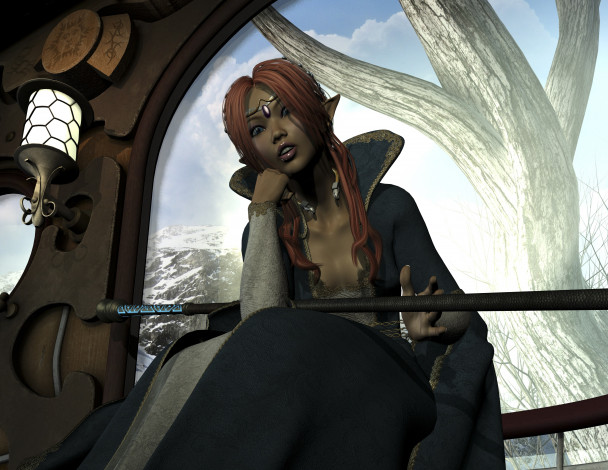 Обои картинки фото 3д графика, эльфы , elves, фон, взгляд, эльфийка